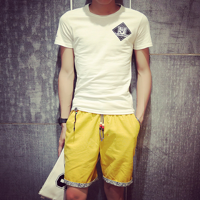 日系男装2015夏新款短袖T恤男士印花圆领Tee半袖衫