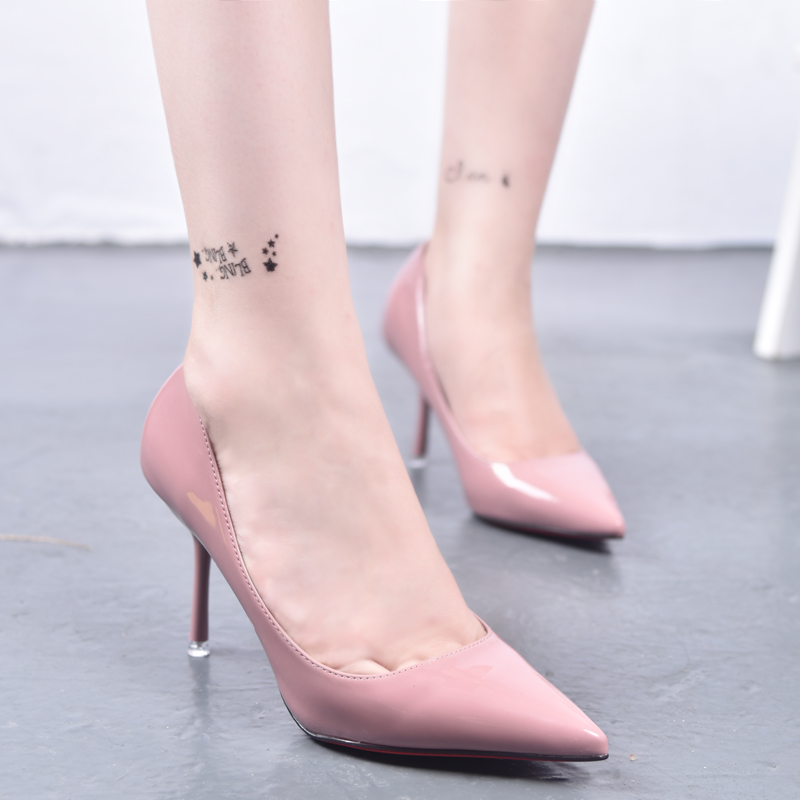 2015新款浅口单鞋女鞋尖头性感裸粉色高跟鞋单根细跟新娘鞋婚鞋夏