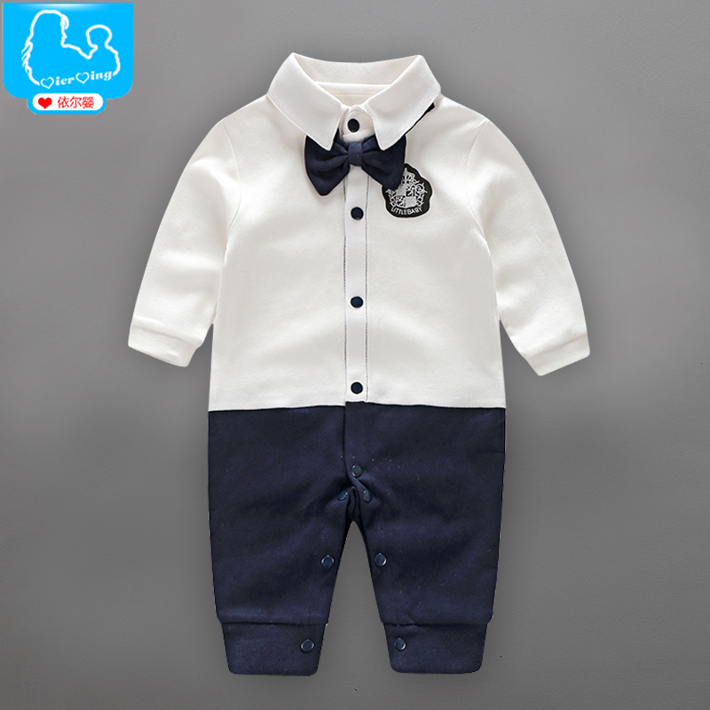 婴儿连体衣服秋冬装新生儿衣服满0-3-6个月男宝宝纯棉加厚连体衣