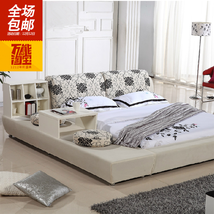 床 2米 现代简约 布艺床可拆洗小户型双人榻榻米床1.8米 现代软床