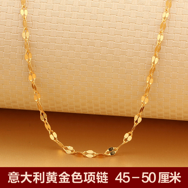 925纯银镀18k黄金项链 女 短款 锁骨链 欧美银饰品结婚 韩国 加长