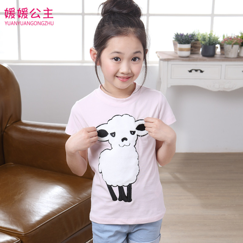 童装2015夏装新款中大童圆领体恤卡通韩版儿童上衣女童短袖T恤
