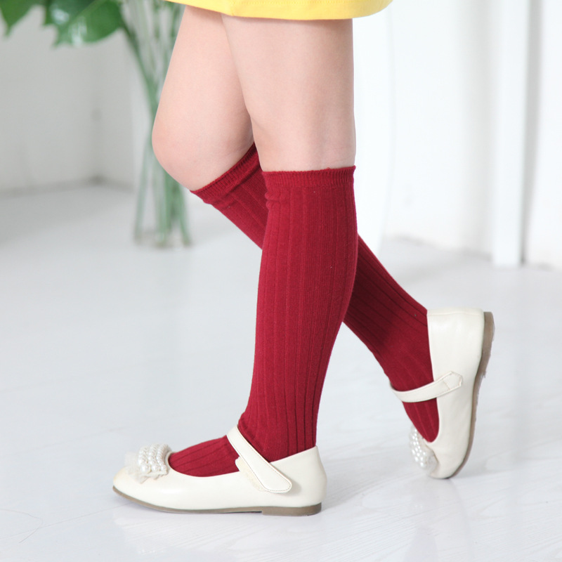 春秋儿童直板袜 韩国日本长筒学生袜 时尚全棉糖果色儿童校服袜子