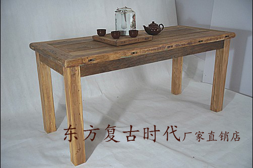 老榆木门板家具 实木餐桌 办公桌 漫咖啡桌 饭桌茶桌定制 门板桌