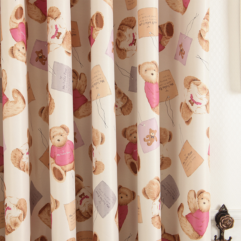 儿童房泰迪玩具熊小熊窗帘成品定制 男女孩房间遮光布帘特价包邮