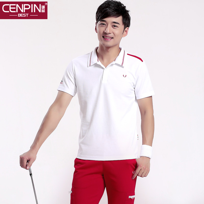 2015新男士夏款短袖T恤 高尔夫球服单T 纯色POLO高档纯棉运动短袖