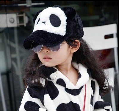 男孩秋冬季亲子款熊猫棒球帽女童防风保暖鸭舌帽儿童宝宝防寒帽子