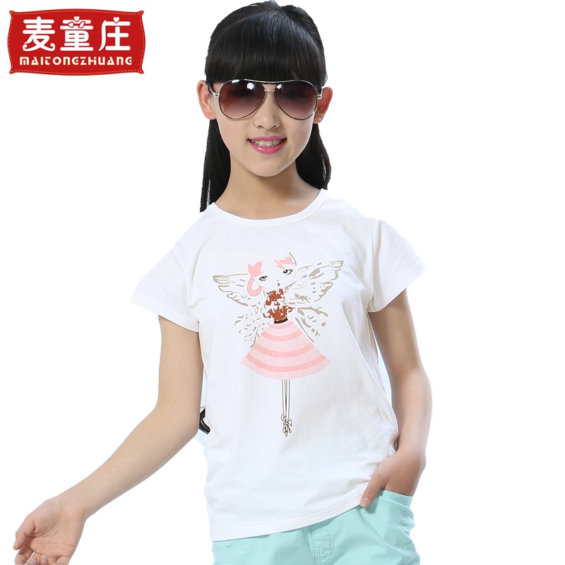 女童半袖t恤2015夏装11-13-15岁女孩中大童短袖T韩版学生白色上衣