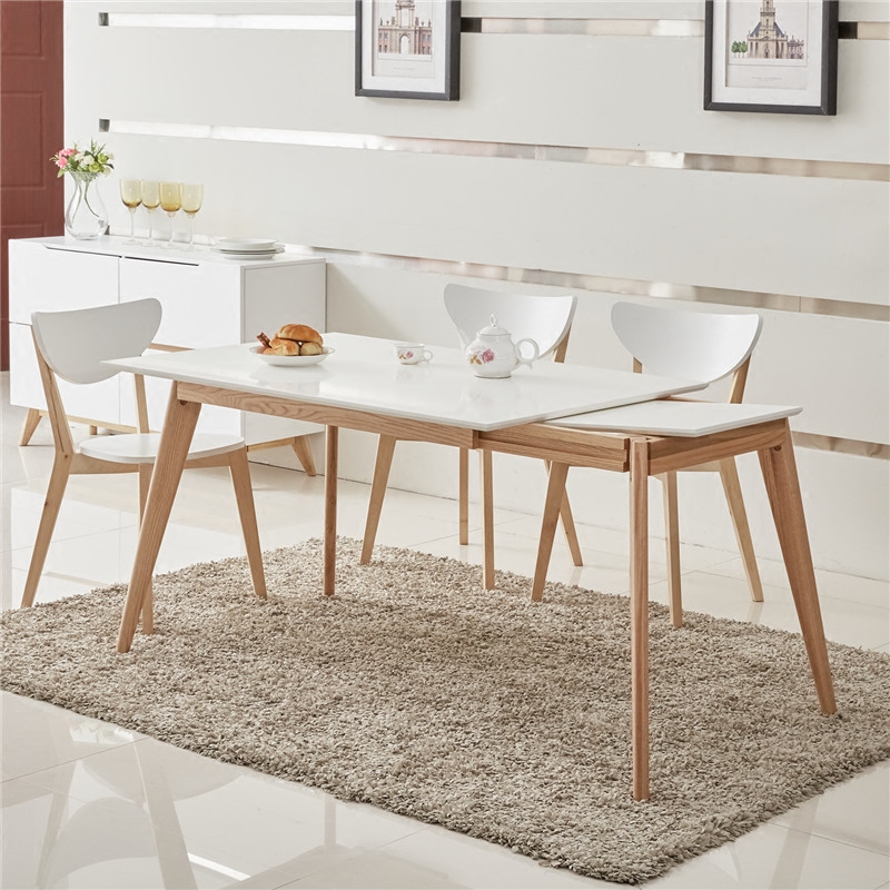宜家小户型变形北欧伸缩餐桌椅组合简欧长方形圆角多功能折叠收缩