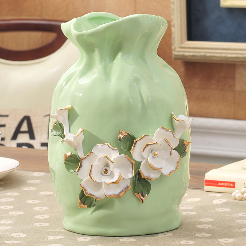 欧式手工陶瓷小花瓶摆件客厅餐桌花艺简约现代插花创意家居装饰品