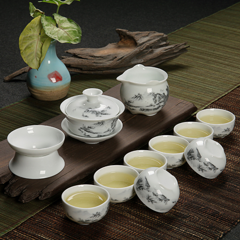 景德镇陶茶具套装复古陶瓷 整套茶具套装 陶瓷功夫茶具套组 包邮