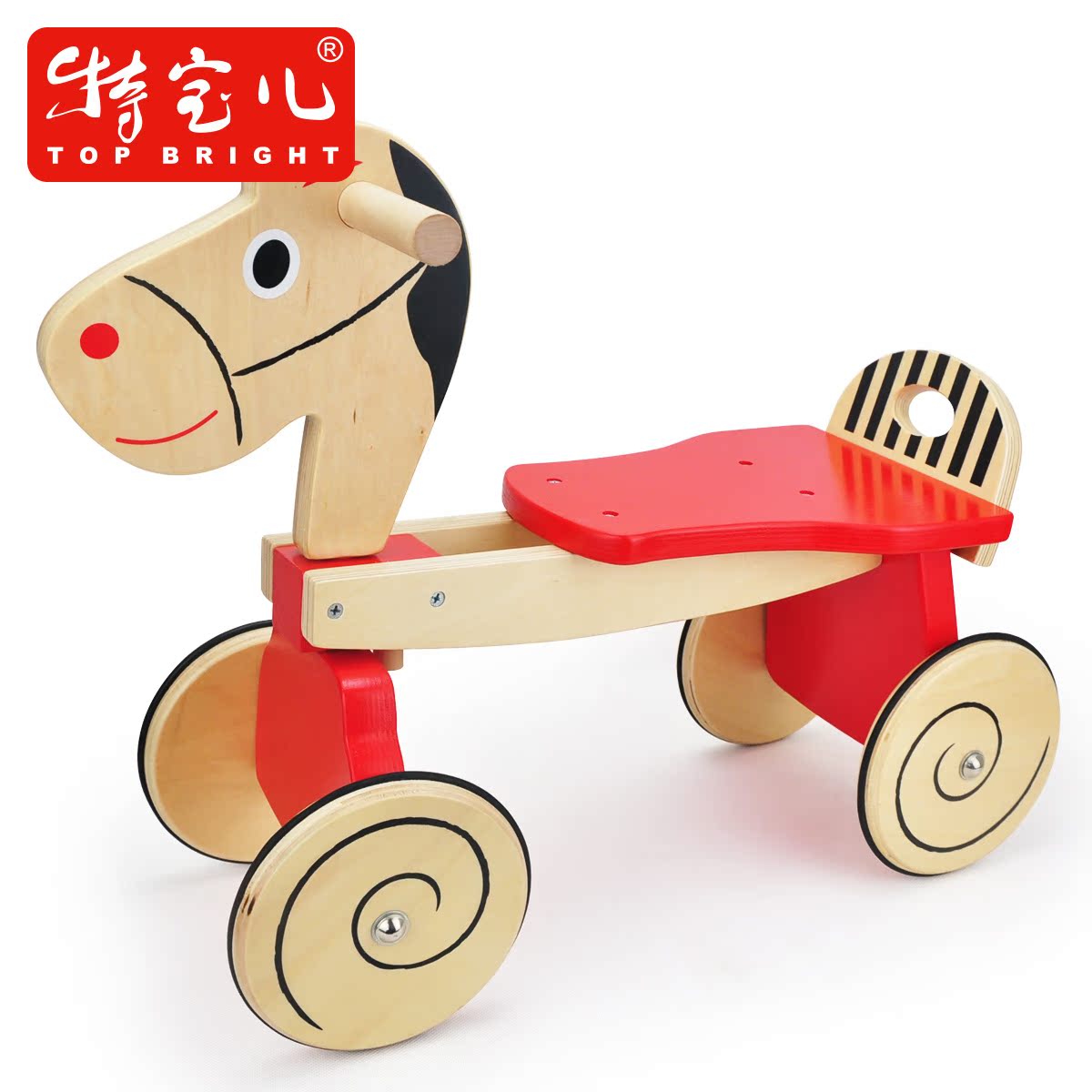 特宝儿小马车学步车木制玩具儿童四轮车可坐宝宝手推车可承重45KG