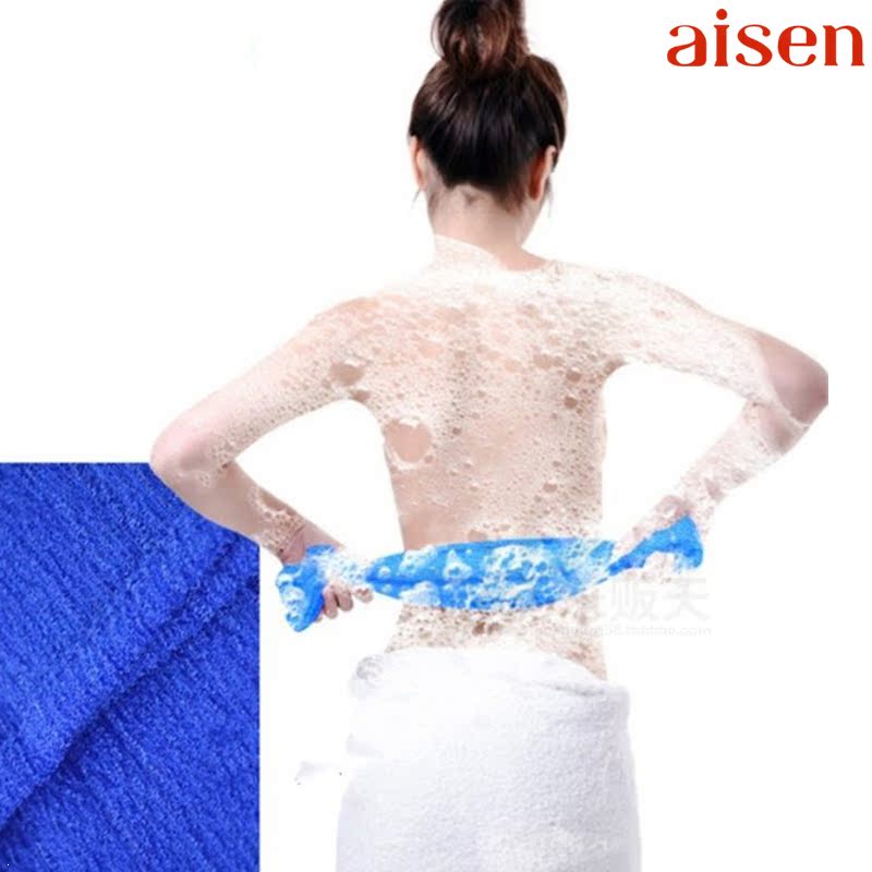 日本进口AISEN洗澡巾 搓背巾 长条搓澡布 加厚尼龙搓澡巾 拉背条