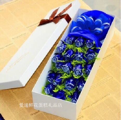蓝玫瑰鲜花同城速递蓝色妖姬七夕礼盒装玫瑰常州鲜花预定鲜花速递