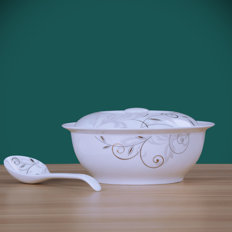 微波炉陶瓷碗骨瓷餐具带盖大碗汤盆品锅创意家用泡面碗大号汤碗