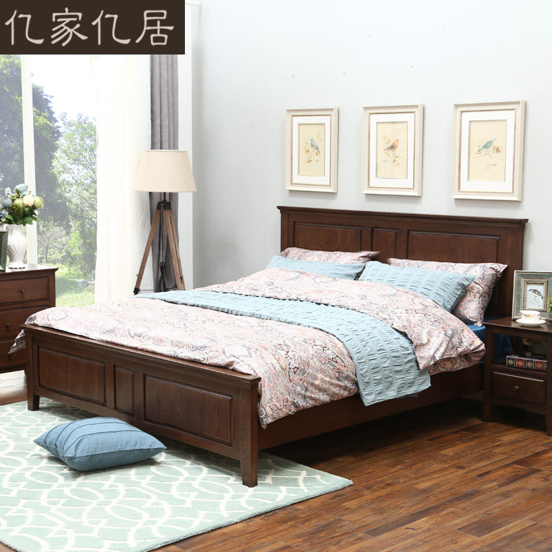 纯实木双人床 1.5 1.8米 北欧白橡木双人床 简约现代卧室美式家具