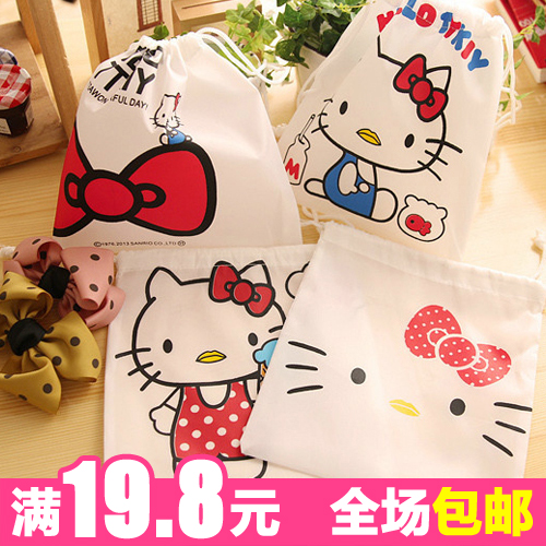 未来日记 日韩文具 可爱猫咪抽绳收纳袋 束口袋 整理袋 无纺布