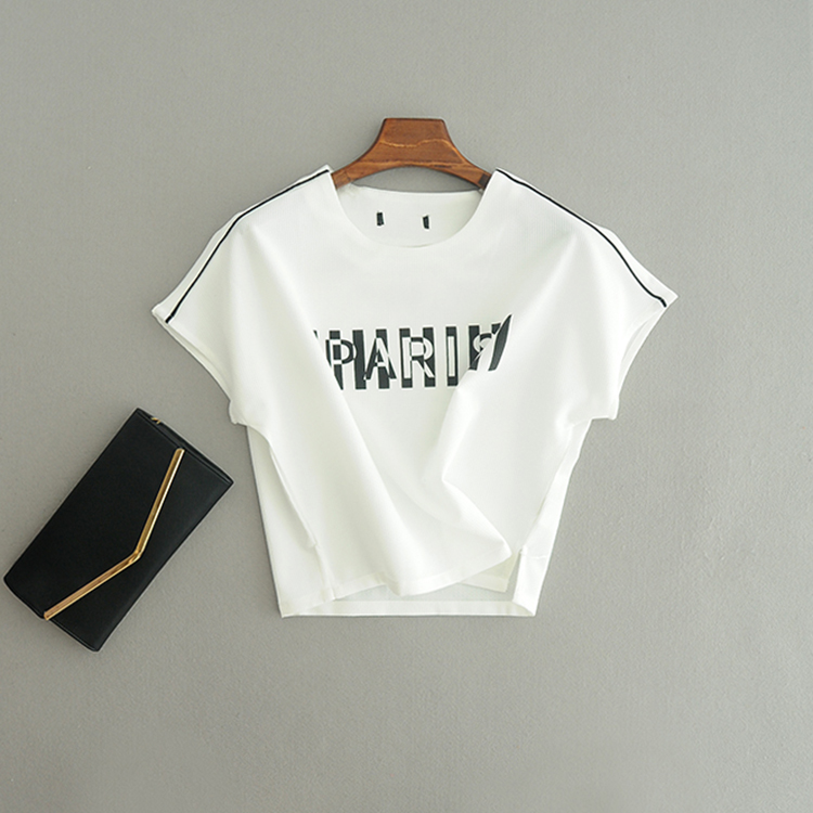 2015夏季新款女装欧美范字母印花短款t恤 时尚潮流短袖罩衫T恤Lc6