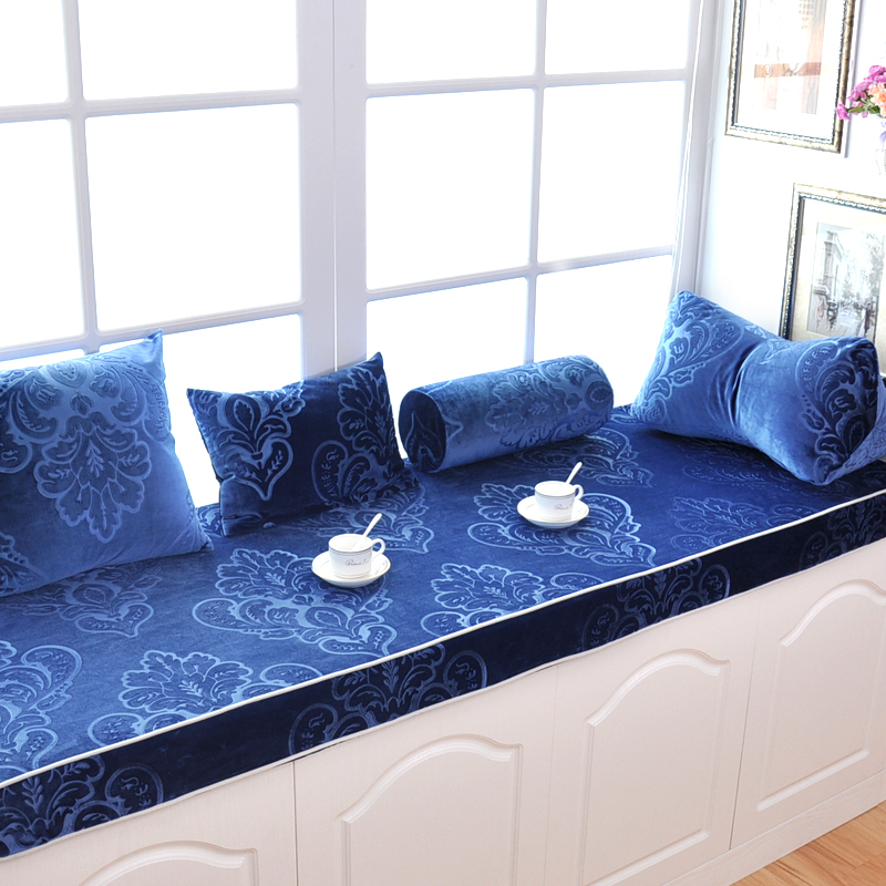欧式提花飘窗垫 订做高密度海绵加厚窗台垫定做布艺沙发垫榻榻米