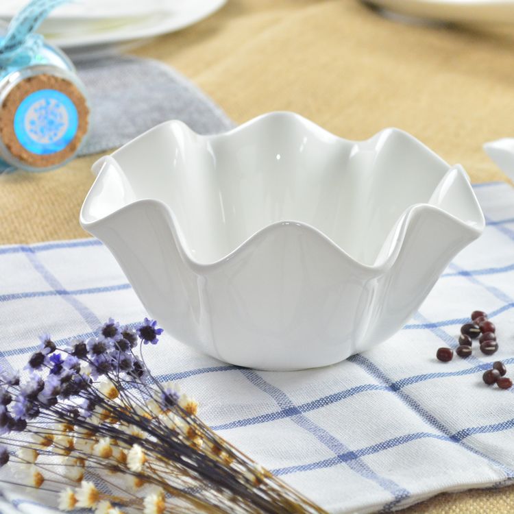 创意陶瓷意面碗纯白水果沙拉碗甜品碗凉菜碗大汤碗雪糕碗家用餐具