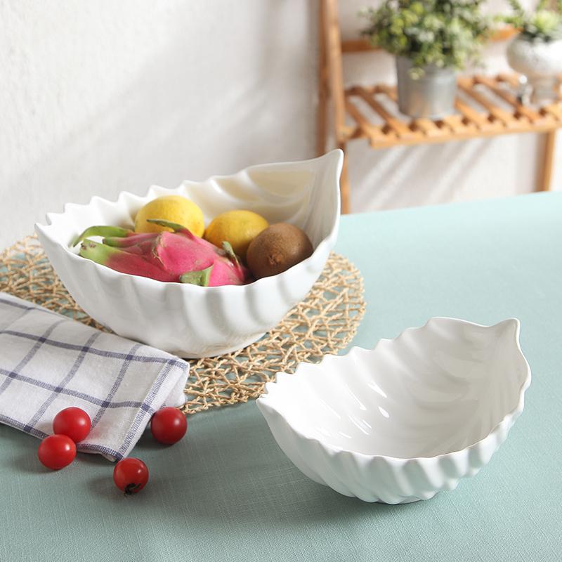 面碗沙拉碗汤碗陶瓷碗法式纯白造型西餐餐具水果创意不规则色
