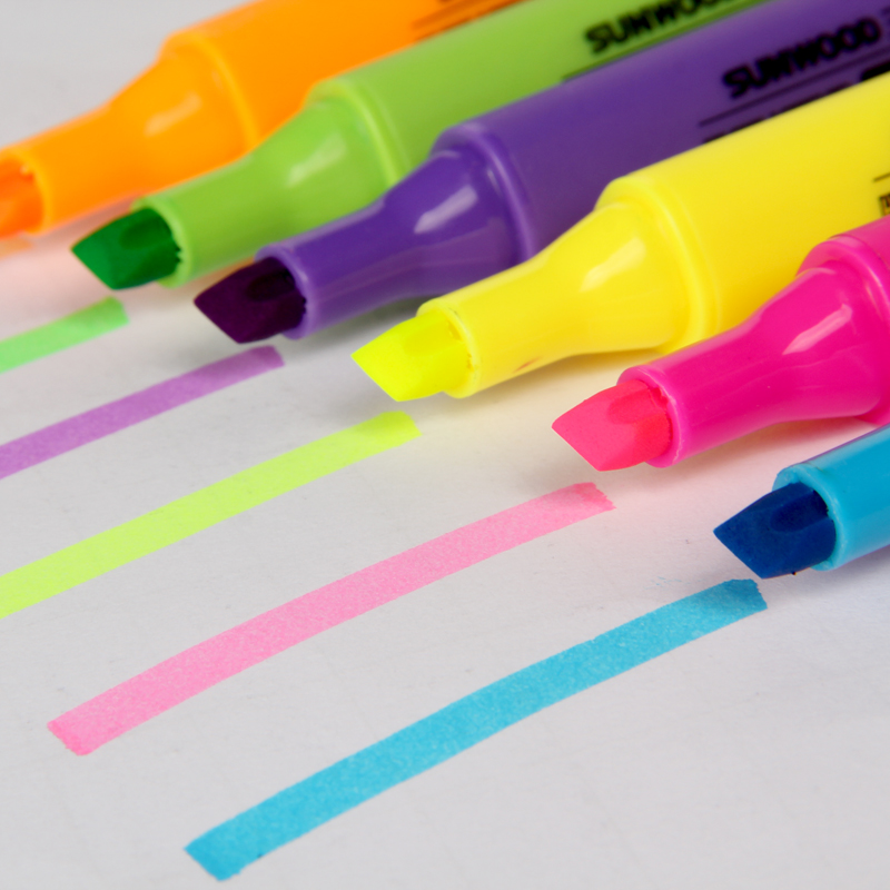 三木彩色荧光笔5506 学习文具划重点标记笔  6色盒装记号笔水彩笔
