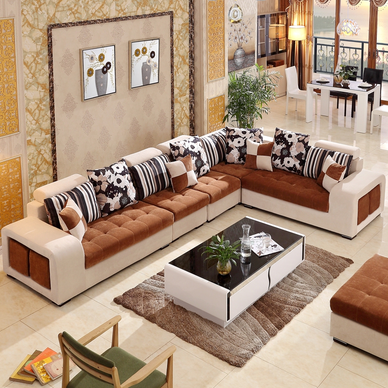 现代简约大小户型客厅转角布艺沙发组合可拆洗六件套布沙发包邮