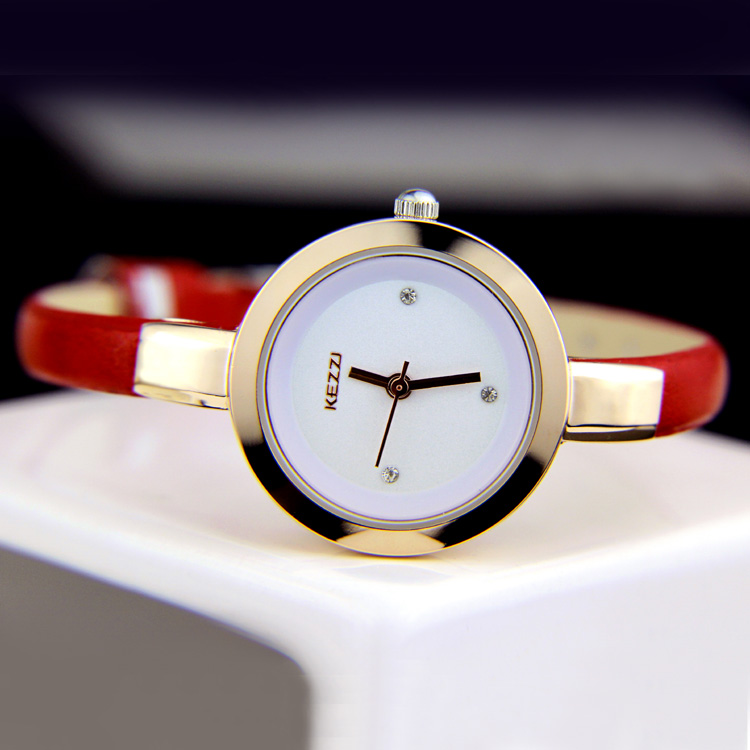 圣诞礼物清新 KEZZ纤细表带唯美超薄女式手表 可爱女人精致女表