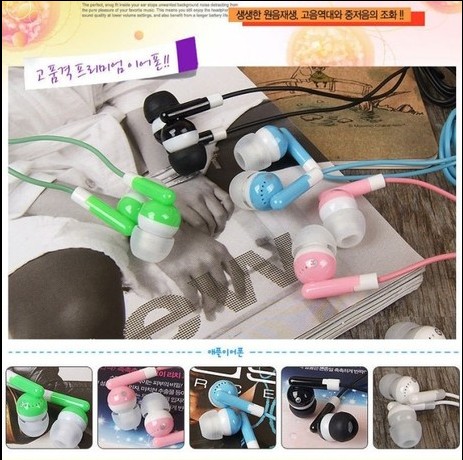 批 时尚韩版彩色细线耳机入耳式小耳机MP3/MP4/MP5可爱水果耳机