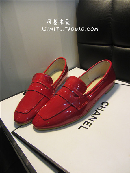 韩国单 气质款大红色漆皮亮面小尖头低跟平底单鞋 英伦风女鞋婚鞋