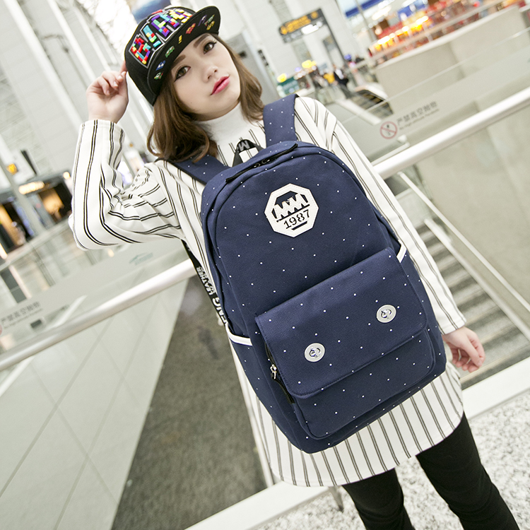 2015新款韩版时尚双肩女包女学生书包帆布包旅行包休闲女式背包潮