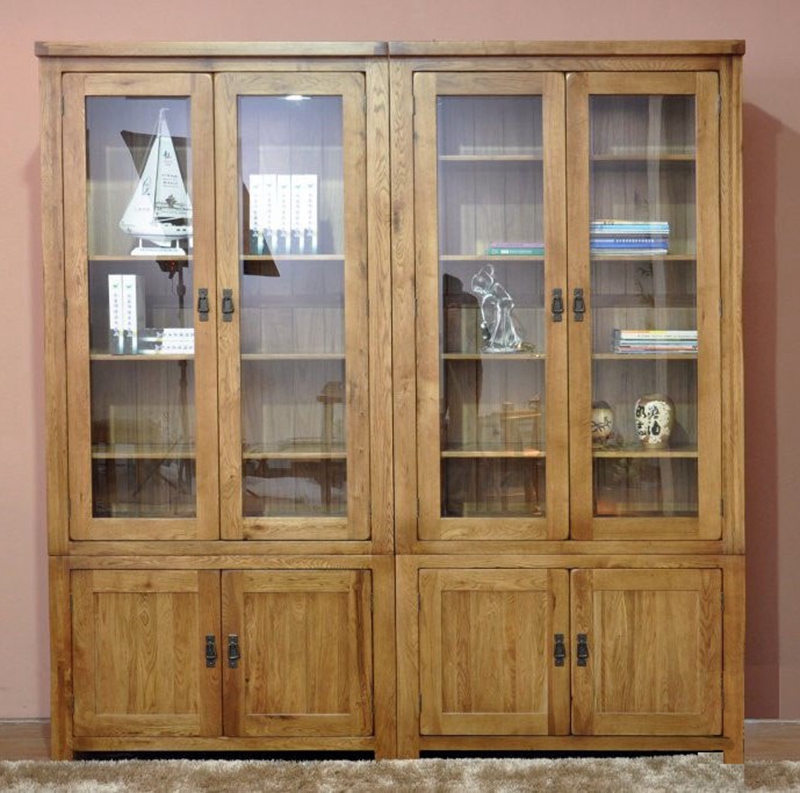 欧式置物柜实木家具组合书架书柜简约特价促销复古置物柜带门书柜