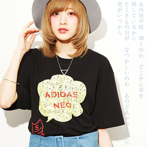 Laputa日系 杂志合作款冰淇淋云朵T恤衫 长款BF宽松猫咪罩衫