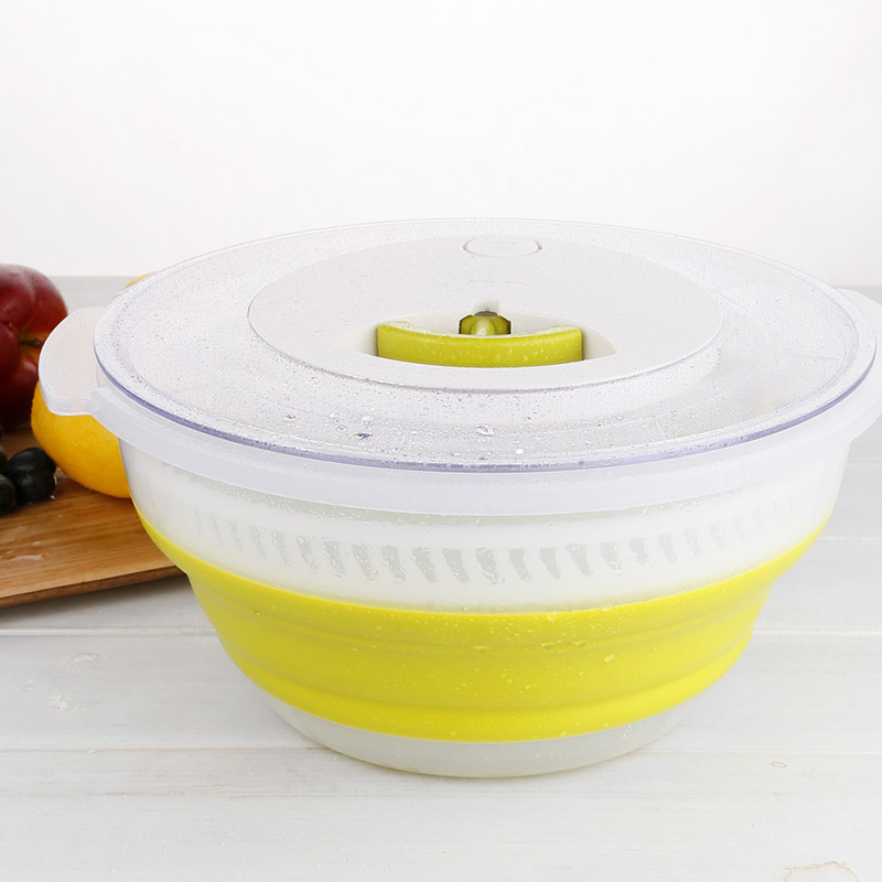 创意拉绳沙拉甩干蔬菜脱水器清洗器水果沥滤水篮厨房工具用品宜家