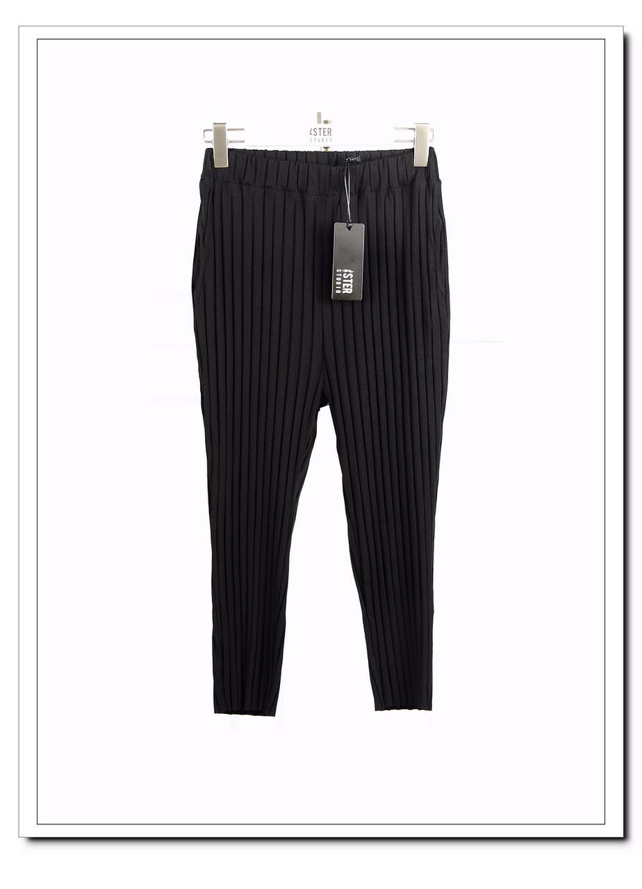 iSTER原创自制款 黑色棉质条纹褶皱显瘦 经典七分小脚哈伦裤