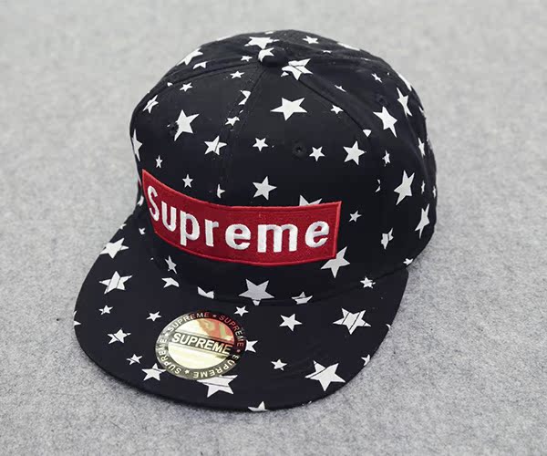 韩版时尚星星图案平沿帽嘻哈帽男士女士帽子SUPREME刺绣嘻哈帽潮