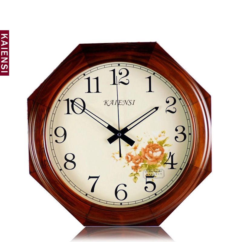 凯恩斯欧式八角挂钟正品实木田园钟挂表丽声静音机芯时尚时钟表