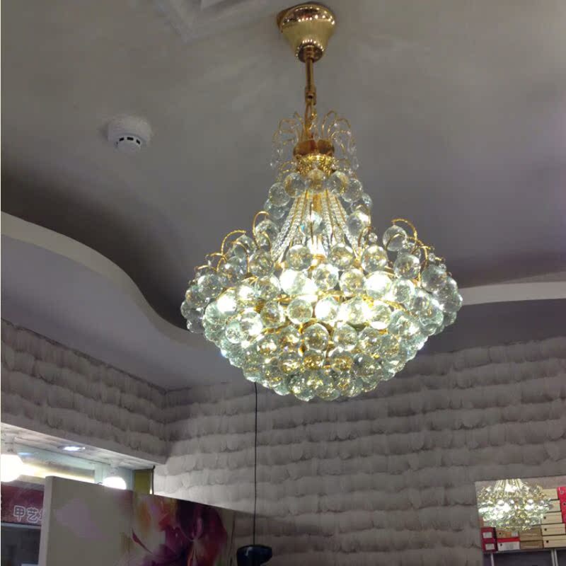 欧式水晶吊灯餐厅灯奢华大气美式客厅灯具LED金色水晶灯卧室灯饰