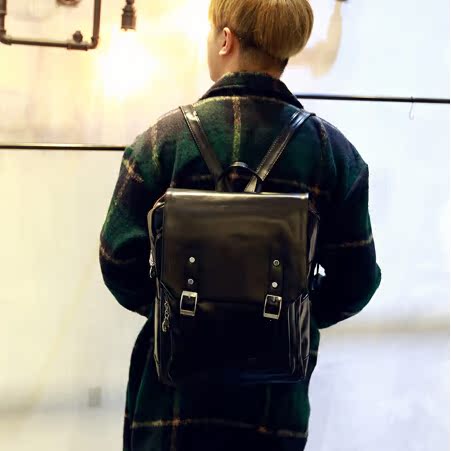 男士双肩包男 韩式学院休闲背包 韩版潮书包中学生 电脑包旅行包