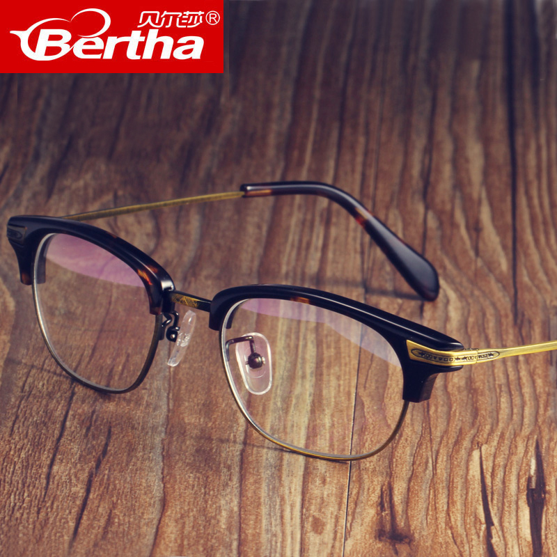 bertha新款复古眼镜框男女防辐射眼镜手造板材近视镜架可配近视