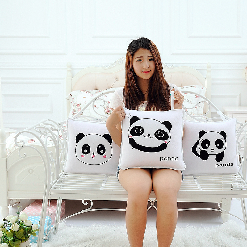 可爱卡通熊猫抱枕空调被两用夏凉被儿童被生日礼物女生包邮