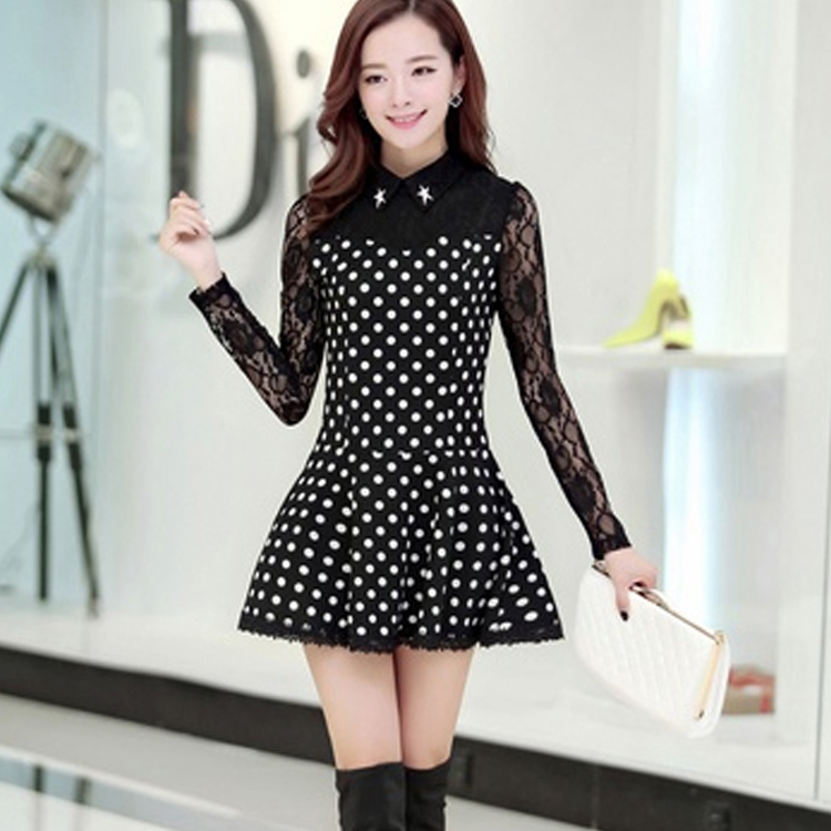 2015秋装新款热销格子时装韩版长袖气质修身连衣裙连衣裙女裙