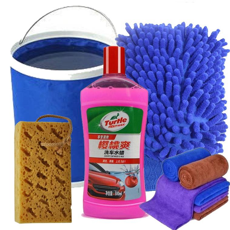 洗车泥鹿皮毛巾 手套水蜡珊瑚海绵水桶汽车清洁工具清洗套装套餐