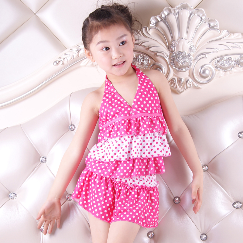 2015儿童泳衣女童大童韩版分体裙式蛋糕小女孩公主学生遮肚游泳装