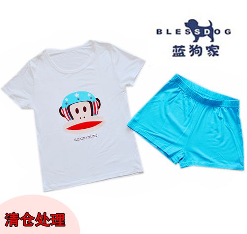 特！蓝狗正品 BLESSDOG夏款竹纤维男女童短袖T恤文化衫空调衫套装