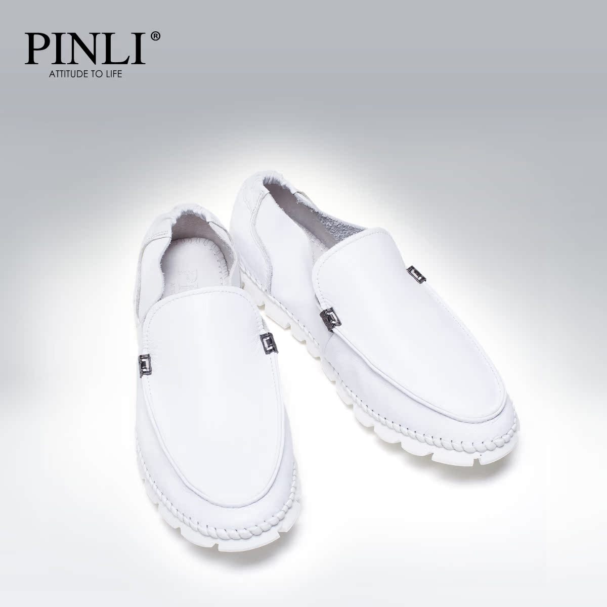 PINLI品立 2015春装新品时尚男鞋 头层牛皮透气鞋豆豆鞋潮 X0359