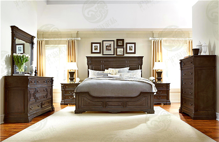 定制复古双人床美式乡村实木床法式床仿古高档婚床1.51.8米rh风格