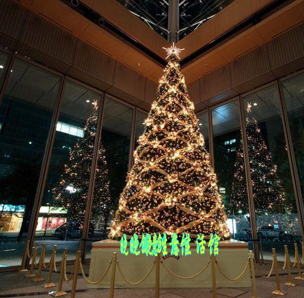 LED灯金色豪华大型圣诞树定做5米、6米、7米、8米、9米大型圣诞树