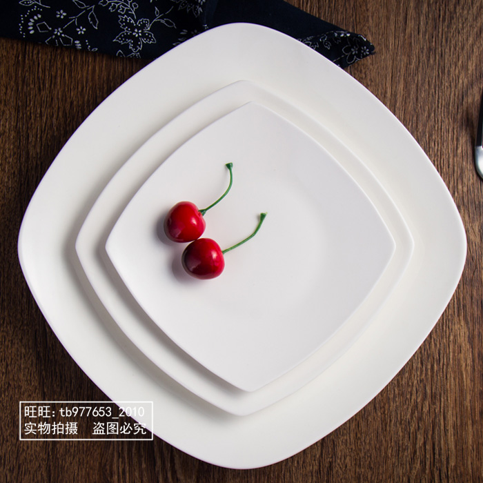 纯白陶瓷西餐盘子牛排盘浅盘意面月光盘平西式圆盘餐具菜盘
