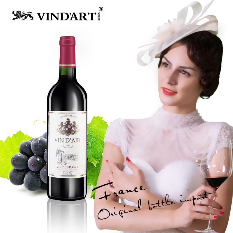 买一送一 法国威娜德酒庄原瓶原装进口红酒礼盒干红葡萄酒750ml